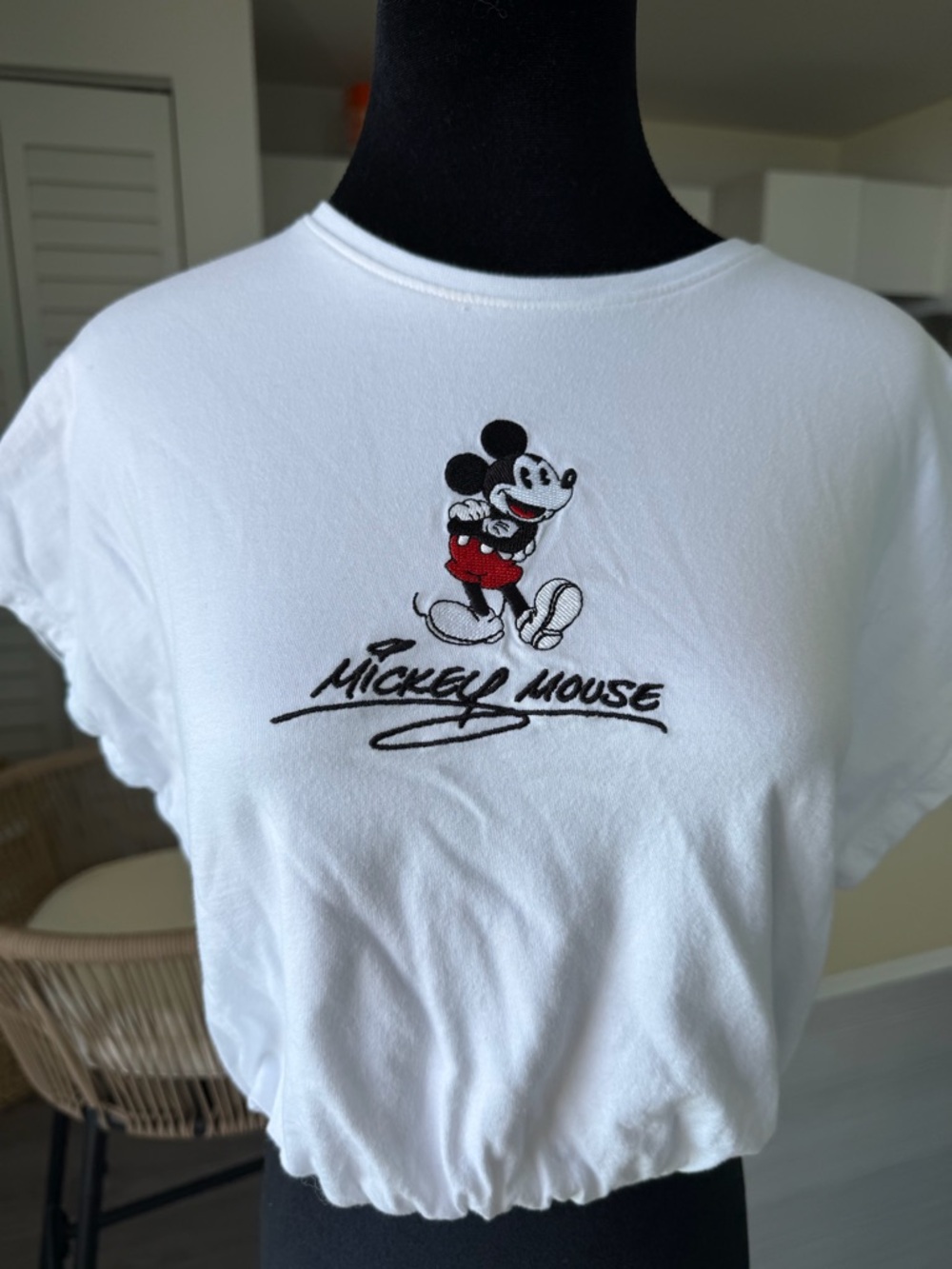 DISNEY White Mickey Mouse cropped top size XS - 12/13 years- 158 cm- worn once